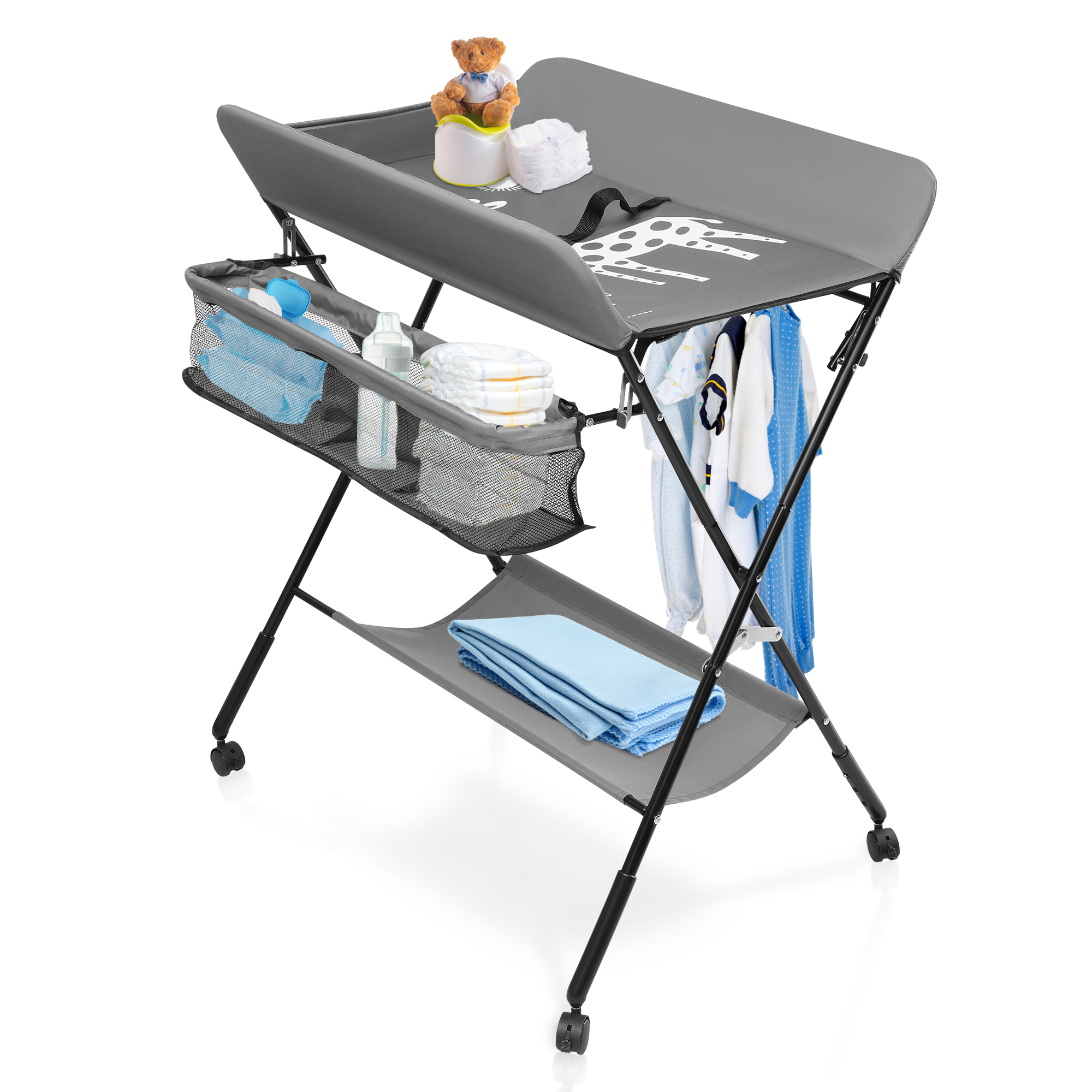Gymax Baby Changing Table Portable Newborn Nursery Organizer Adjustable