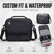Doulami Camera Crossbody Sling Bag, Shockproof DSLR Mirrorless, Waterproof Rain Cover & Tripod Holder, Custom Dividers Adjustable Strap, Black