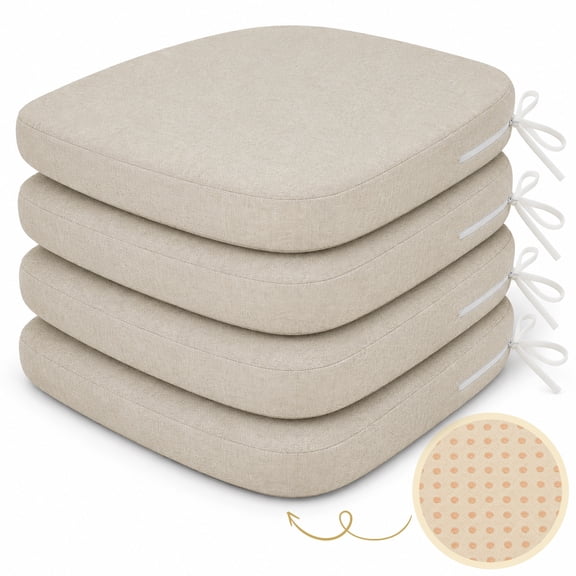 Doulami Chair Cushions for Kitchen Chairs 2" Thick Dining Chair Pads with Ties 17" x 16" Set of 4