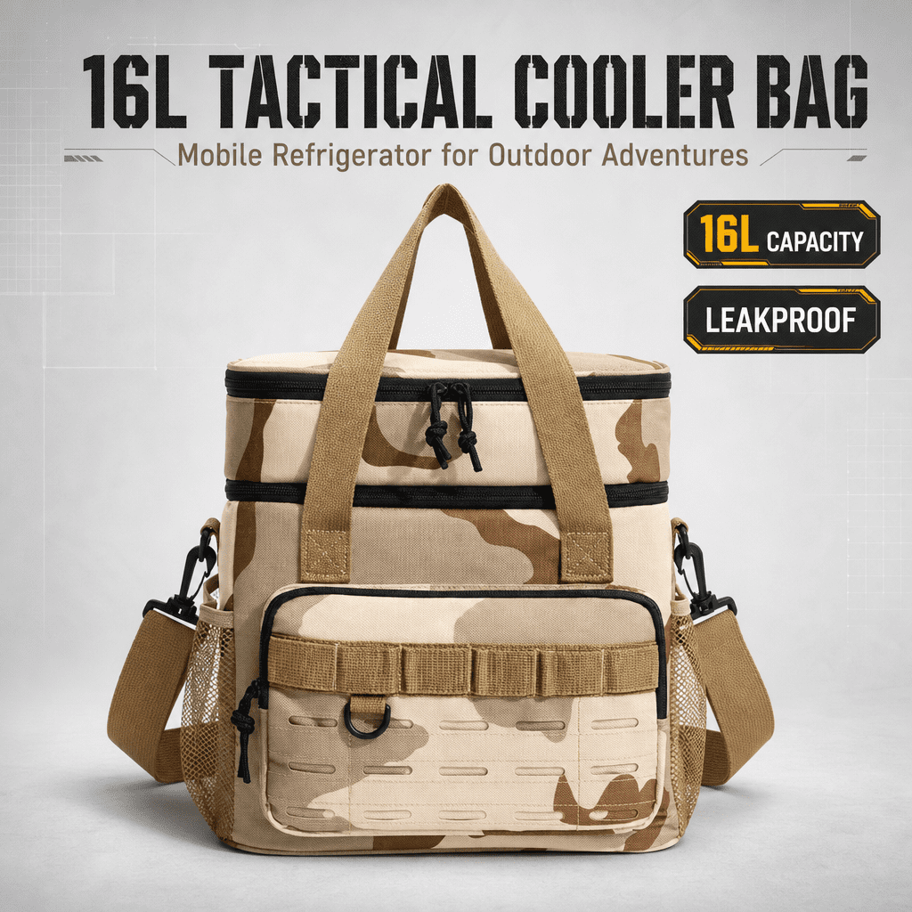 Doulami Cooler Bag, 16L Tactical Tackle Box Cooler, Insulated Leakproof with Pockets, Wet/Dry for Fishing Camping