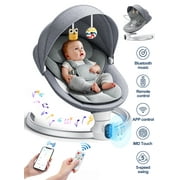 Doulami Electric Baby Swing for Newborn to Toddler Portable Infant Swing Rocker with Remote & APP Control & IMD Touch Panel, 5 Sway Speeds, 10 Lullabies, Gray