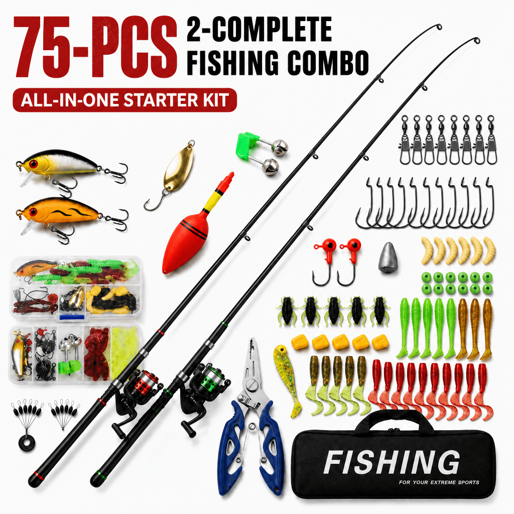Doulami Fishing Poles, 2-Pack 5.9-FT Fishing Poles Combo Set with Rod ...
