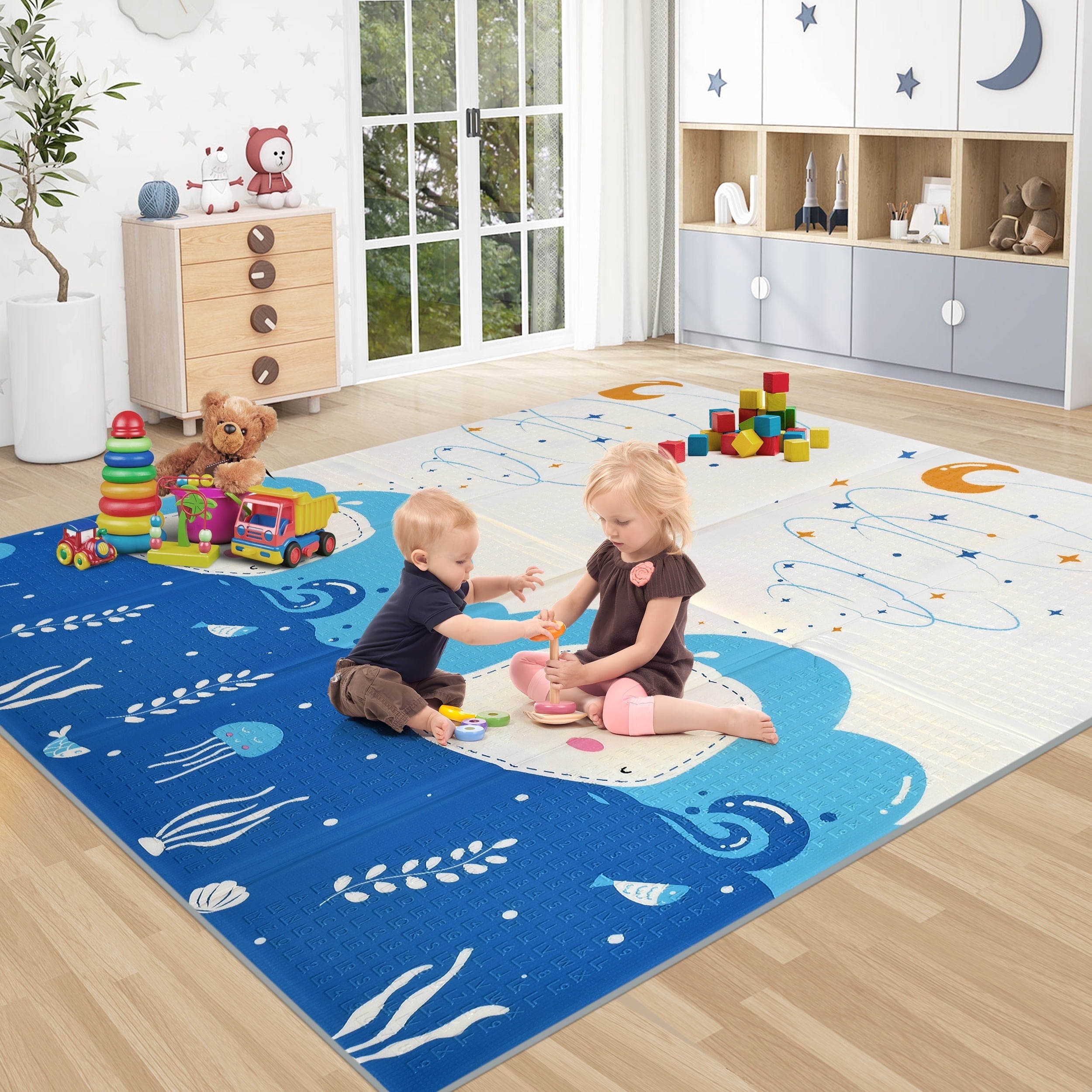 Doulami Foldable Baby Play Mat 59 x 71 inch Extra Large Reversible Foam ...