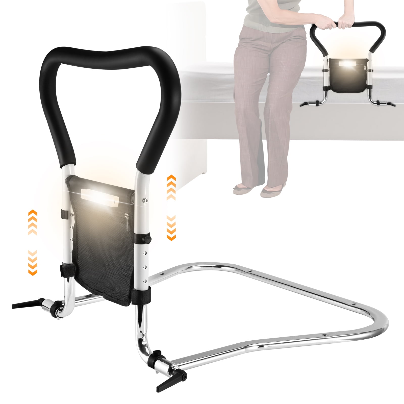 Doulami Foldable Bed Rails with Motion Light for Seniors Elderly Adults