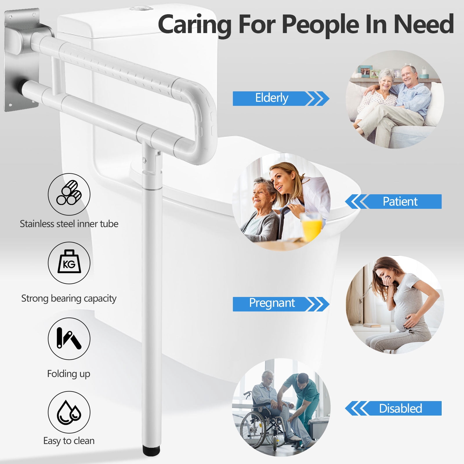 Safety Railing Boots Doulami Handicap Grab Bars for Bathroom, Foldable Toilet Grab Bar ...