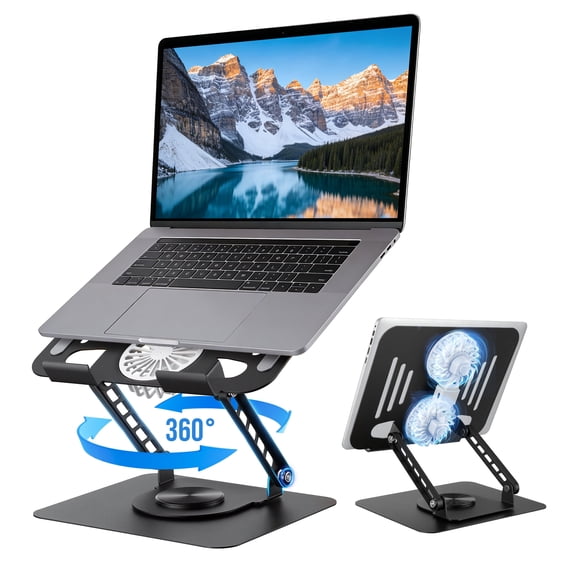 Doulami Laptop Stand for Desk Adjustable Computer Stand with 360° Rotating Base Aluminum Foldable Computer Holder