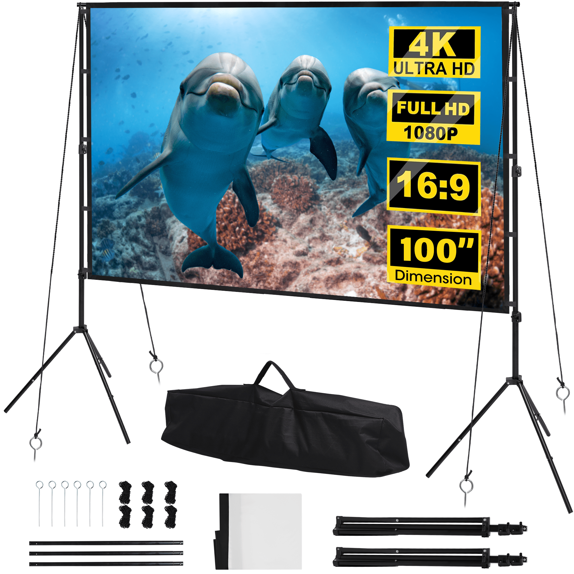Doulami Portable Projector Screen with Stand 100 inch Foldable