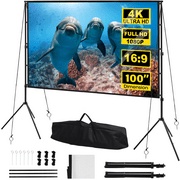 Doulami Portable Projector Screen with Stand 100 inch Foldable Projection Screen 16:9 4K HD Outdoor Movies Screen with Carry Bag for Indoor Home Theater Backyard Travel