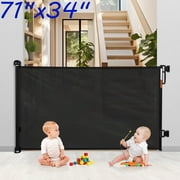 Doulami 71" Retractable Baby Gates for Doorway & Stair 34" Tall Indoor & Outdoor Safety Gate Black