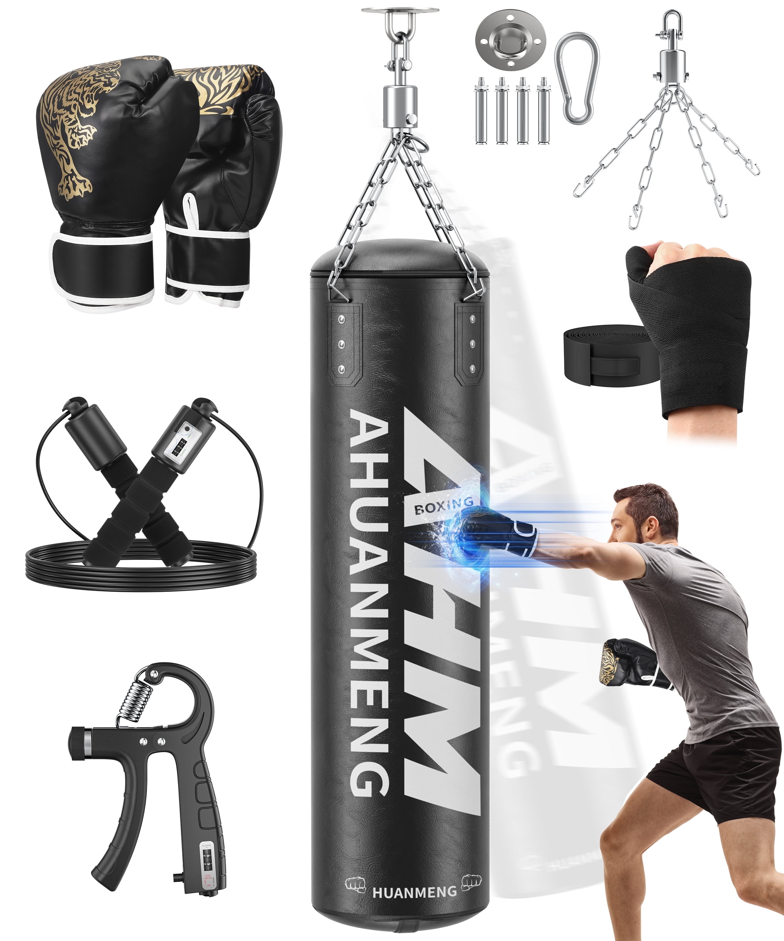 Doulami Punching Bag for Adults 4FT, PU Heavy Boxing Bag Set with
