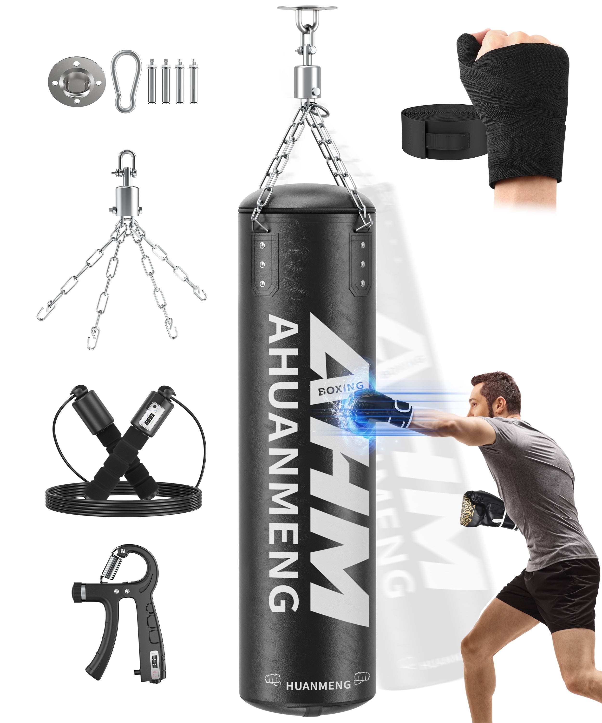 Doulami Punching Bag for Adults 4FT PU Heavy Boxing Bag Set Hanging Boxing Bag Kit w/ 12oz Gloves