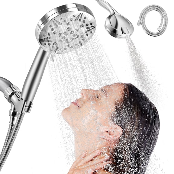 Doulami Shower Head Handheld Showerhead 10 Spray Modes High Pressure Shower Heads with 60" Stainless Steel Hose & Mount