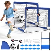 Doulami Soccer Goal 4x6ft Portable Soccer Goal for Backyard, Set of 2, Pop Up Soccer Net ,Training Equipment with Soccer Ball, Ladder, Cones, Targets