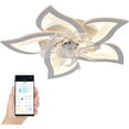 thumbnail image 1 of DoungRos Smart LED 27.2” White Modern Flush Mount Ceiling Fan with Light and Remote Control, 1 of 8