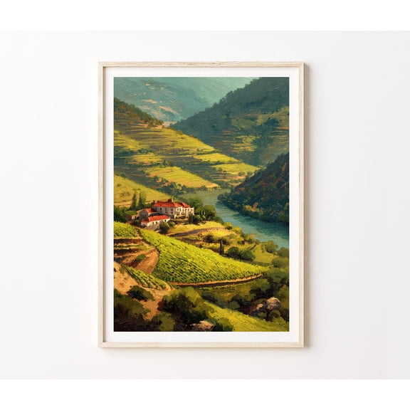 Douro Valley Portugal Ribeira River Terraced Vineyard Wall Art, Unframed Paper Poster 8x10in