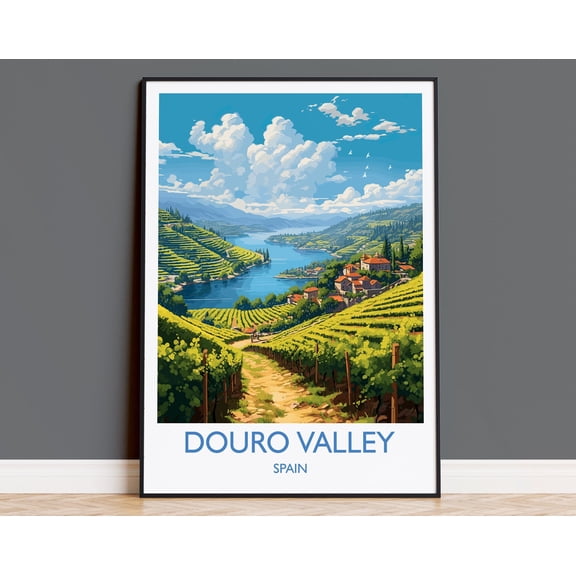 Douro Valley Travel Poster, Travel Print of Douro Valley, Spain, Wine Region Art, Douro Valley Gift, Wall Art Print, 12x18 UNFRAMED