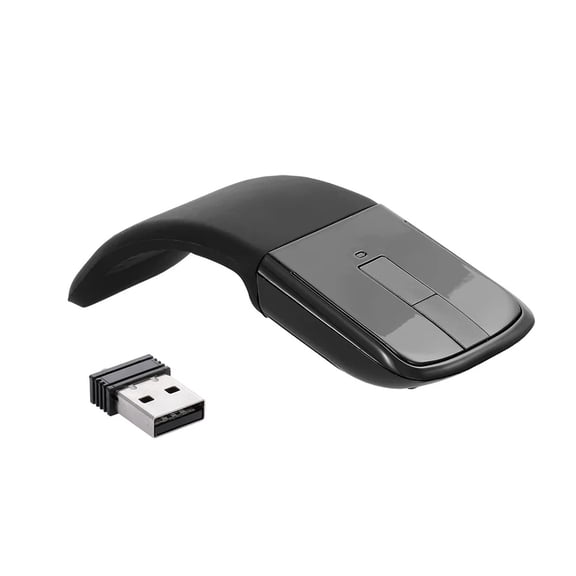 Douself 2.4G Wireless with USB Arc with Touch Function Folding Optical Mice with USB Receiver Bending for PC Laptop(Black)