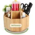 thumbnail image 1 of Dousy Bamboo Pen Holder Organizer Desktop Pen Box, 360-Degree Rotating Pencils Holder Stand Art Supply Desk Organizer, 1 of 5
