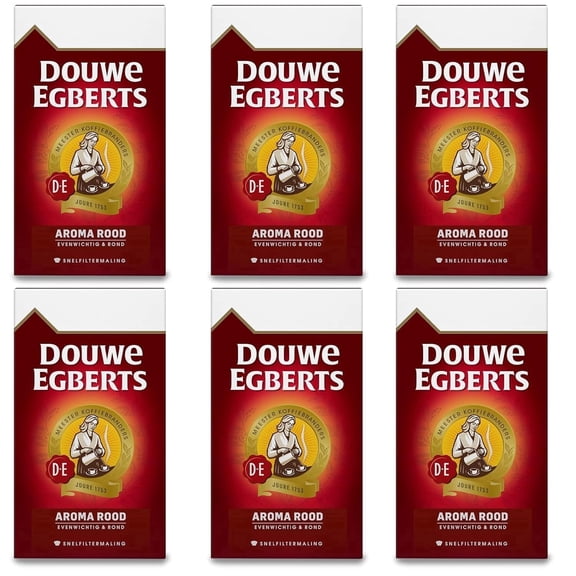 Douwe Egberts Aroma Rood Medium Roast Ground Coffee, Gourmet for All Coffee Makers, 17.6 oz, pack of 6