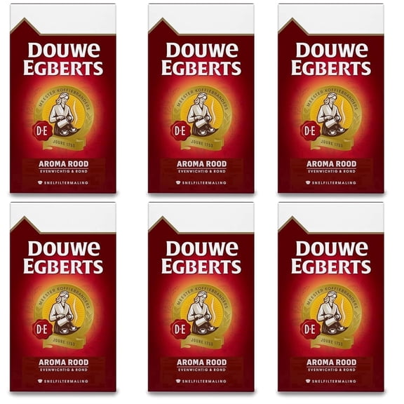 Douwe Egberts Aroma Rood Medium Roast Ground Coffee, Gourmet for All Coffee Makers, 17.6 oz, pack of 6