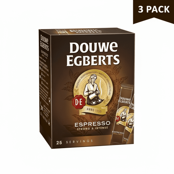 Douwe Egberts Instant Espresso Sticks Strong & Intense 25 Count (Pack of 3)