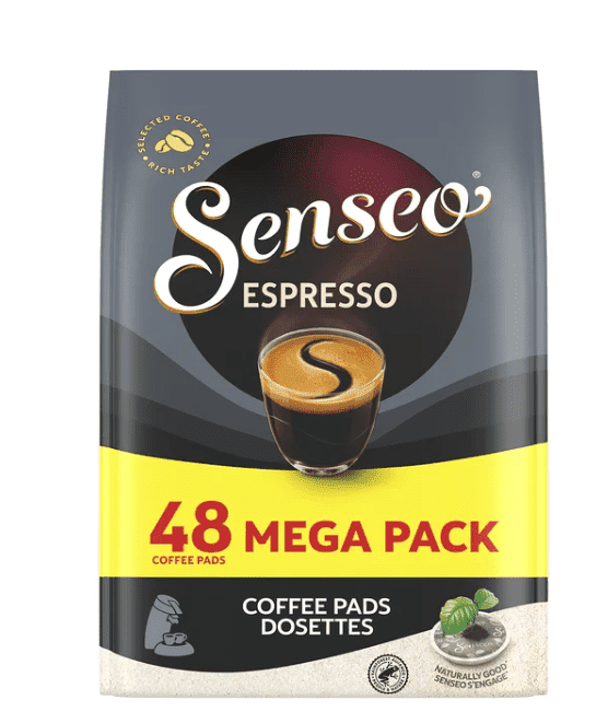 Senseo Dark Roast Espresso Coffee Pods, Dark Roast Pads, Powerful & Aromatic, 48 Count