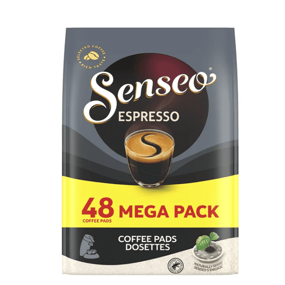 Senseo Dark Roast Espresso Coffee Pods, Dark Roast Pads, Powerful & Aromatic, 48 Count