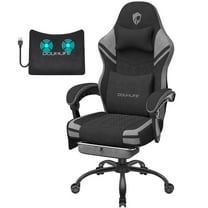 Douxlife Massage Gaming Chair, Spring Cushion, Breathable Fabric Gaming Chair with Footrest, Ergonomic Computer Chair for Adults & Kids