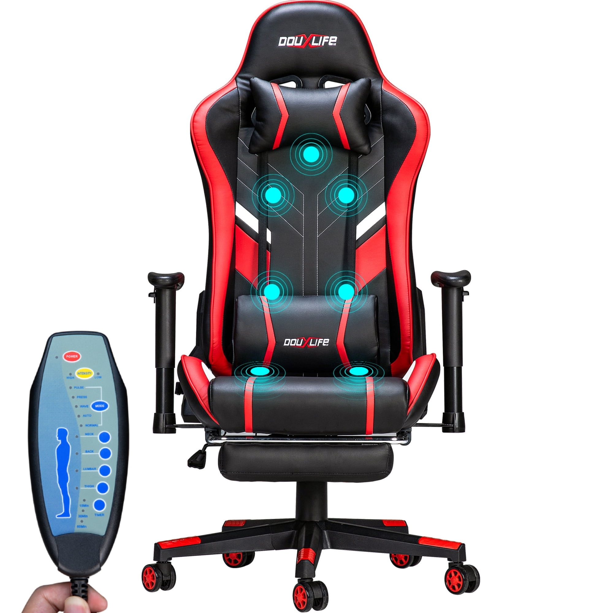Douxlife Professional Full Body Massage Gaming Chair with Footrest 175 Reclining Ergonomic Racing High Back Home Office Computer Chair Video Game