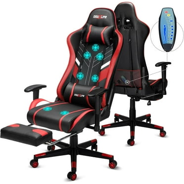 Douxlife Professional Full Body Massage Gaming Chair with Footrest, 175° Reclining, Ergonomic Racing High Back Home Office Computer Chair, Video Game Chair for Adults Kids