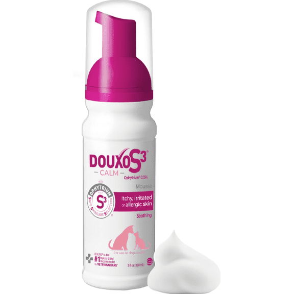Douxo S3 CALM Soothing Itchy, Hydrated Skin Dog & Cat Mousse, 5.1 oz bottle