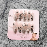 Douyin popular butterfly manicure, pure desire to flash diamond jewelry, wearing nail pads 24 pieces cardboard fake nail patches