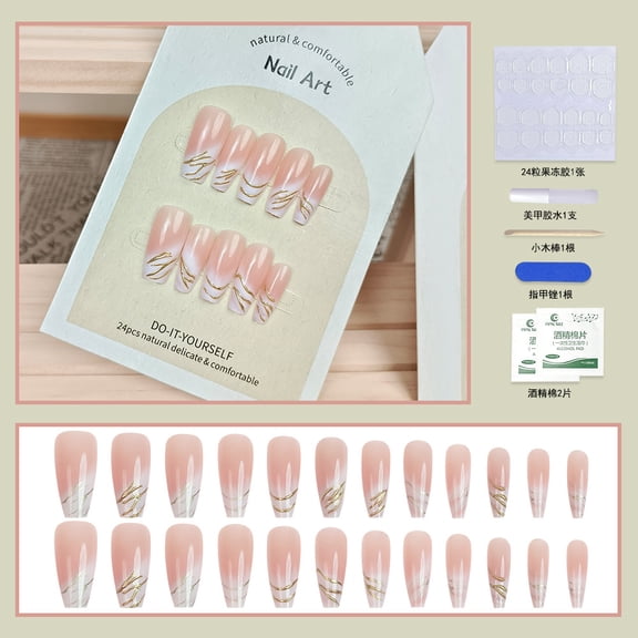 Douyin popular manicure hand-worn manicure, gentle ins wind nail patch, three-dimensional phototherapy manicure 24 pieces