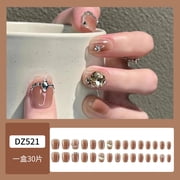 Douyin popular nail art wearing nail, pure desire to show whiteness nail art film finished wholesale 30 pieces wearing short nail stickers