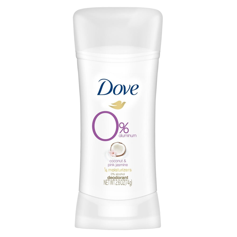 Dove 0% Aluminum Deodorant Coconut and Pink Jasmine 2.6oz (Pack of 6)