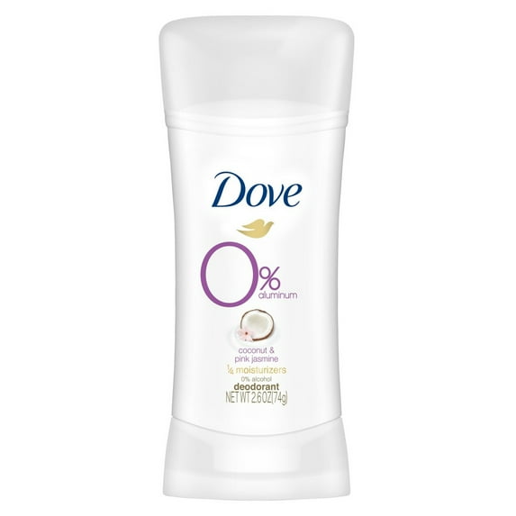 Dove 0% Aluminum Deodorant Coconut and Pink Jasmine 2.6oz (Pack of 6)