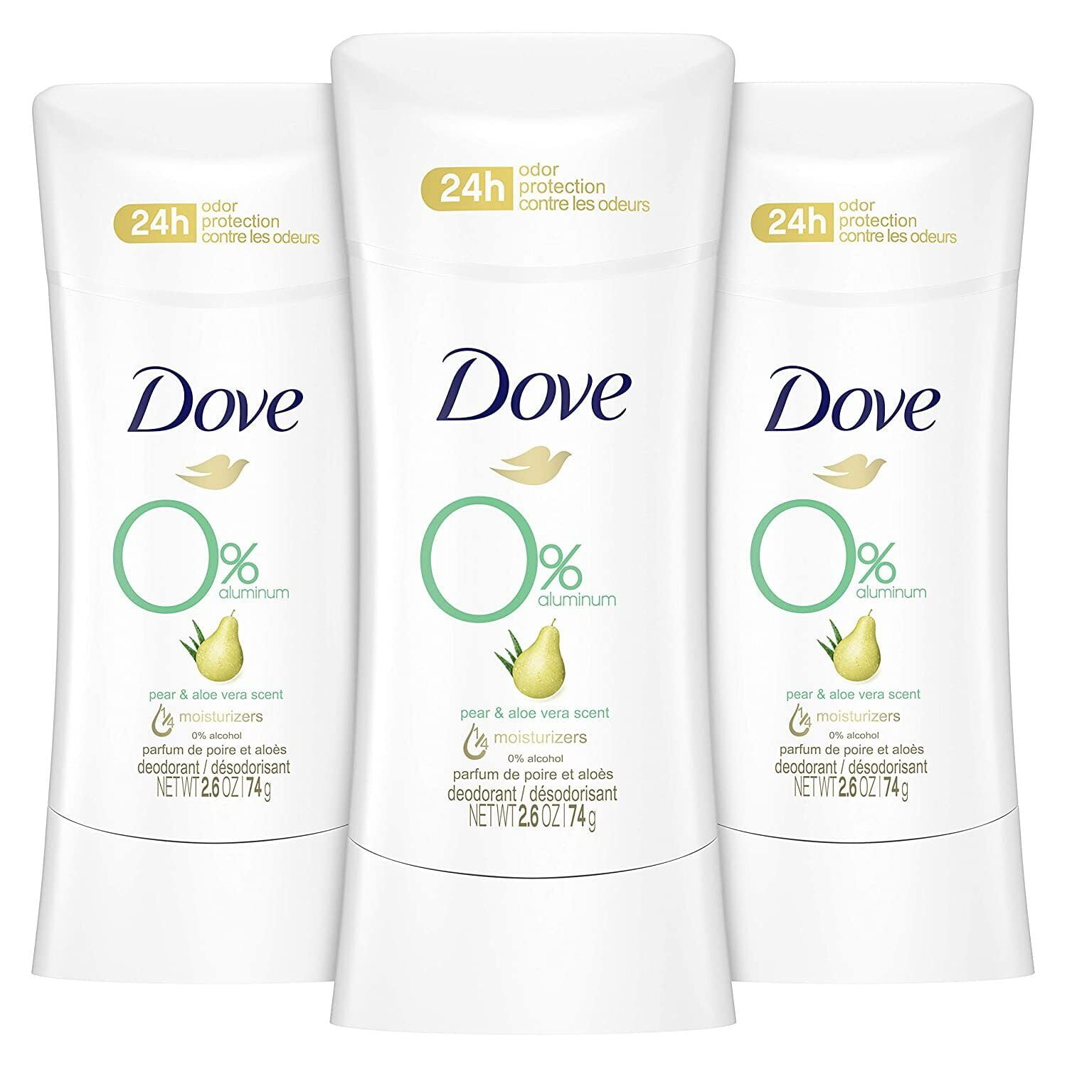 Dove 0 Aluminum Free Deodorant Solid Stick 24hour Odor Protection Pear Aloe Vera Deodorant for