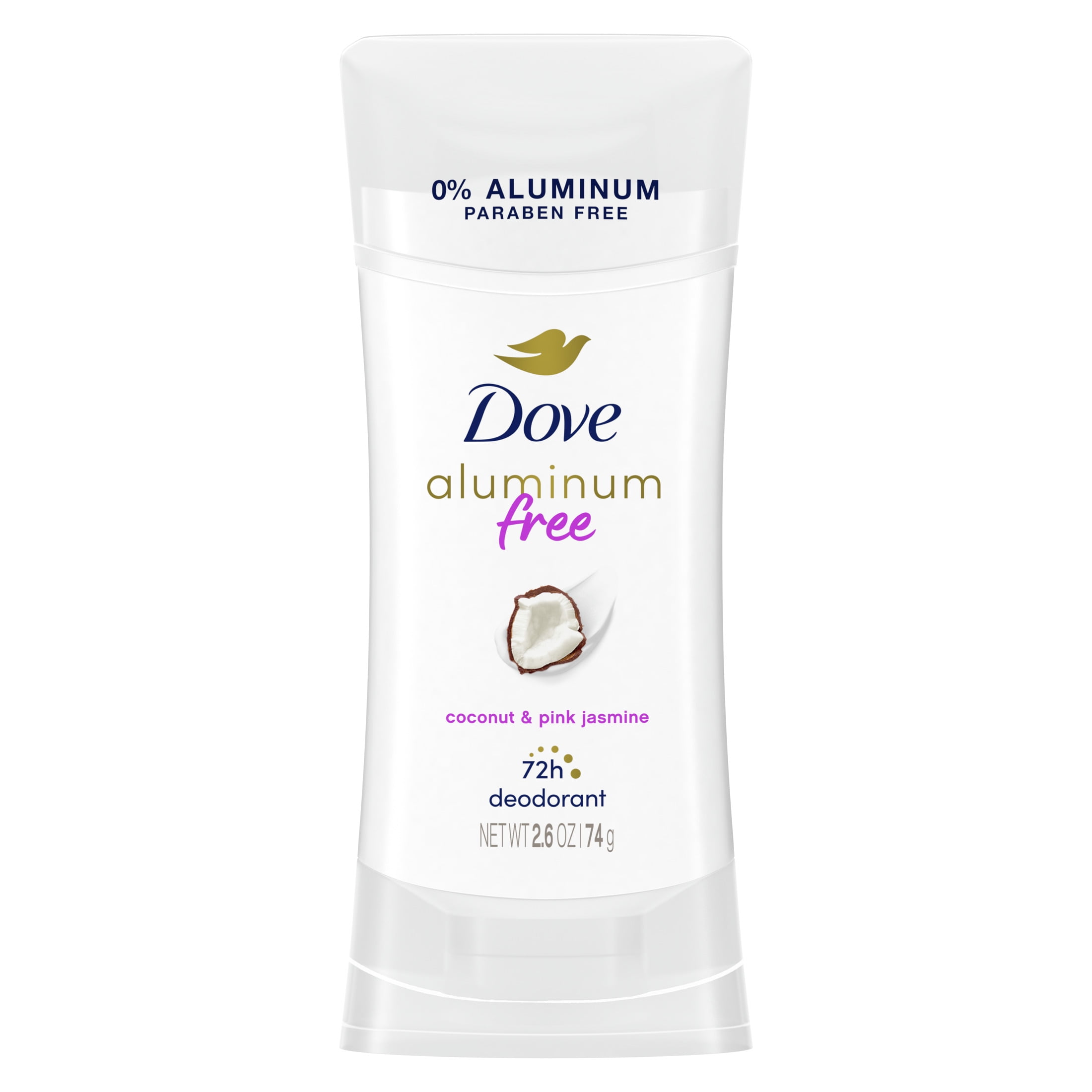 Dove 0% Aluminum Women's Deodorant Stick, Coconut and Pink Jasmine, 2.6 oz