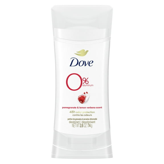 Dove 0% Aluminum Women's Deodorant Stick, Pomegranate and Lemon Verbena, 2.6 oz