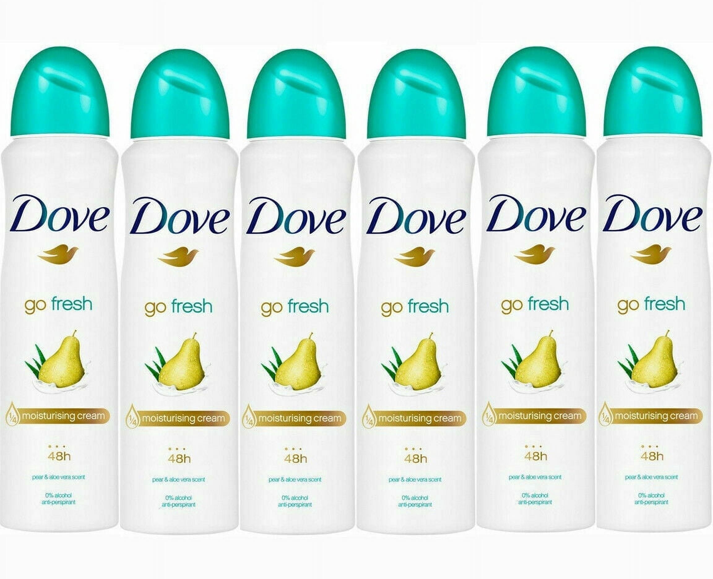 Dove 48HR Antiper spirant Deod orant Body Sp ray Peer and Aloe Sc ent 6 PK 150ML
