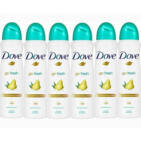 Dove 48HR Antiper spirant Deod orant Body Sp ray Peer and Aloe Sc ent 6 PK 150ML