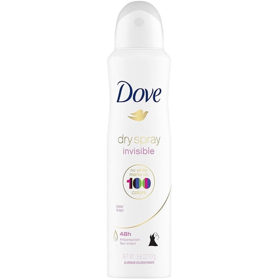 Dove Advanced Antiperspirant Dry Spray Invisible Clear Finish 3.8 oz, 4 Pack