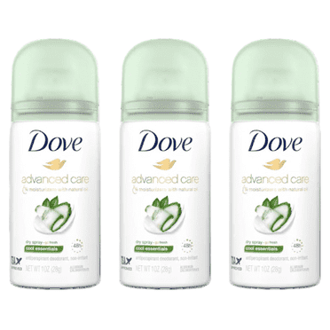 Dove Advanced Care Antiperspirant Deodorant Dry Spray Cool Essentials, 1 oz Travel Size (3 Pack)