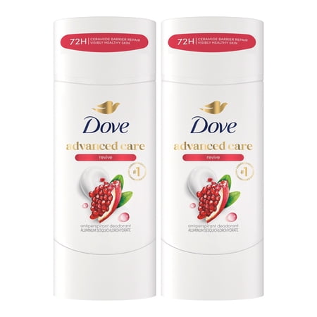 Dove Advanced Care Antiperspirant Deodorant For Women Revive 72 Hour Sweat And Odor Protection, 2.6 oz Twin Pack