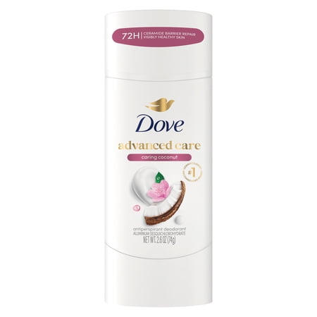 Dove Advanced Care Antiperspirant Deodorant Stick for Helping Repair Skin Barrier After Shaving, Caring Coconut with 72-Hour Sweat & Odor Protection, 2.6 oz