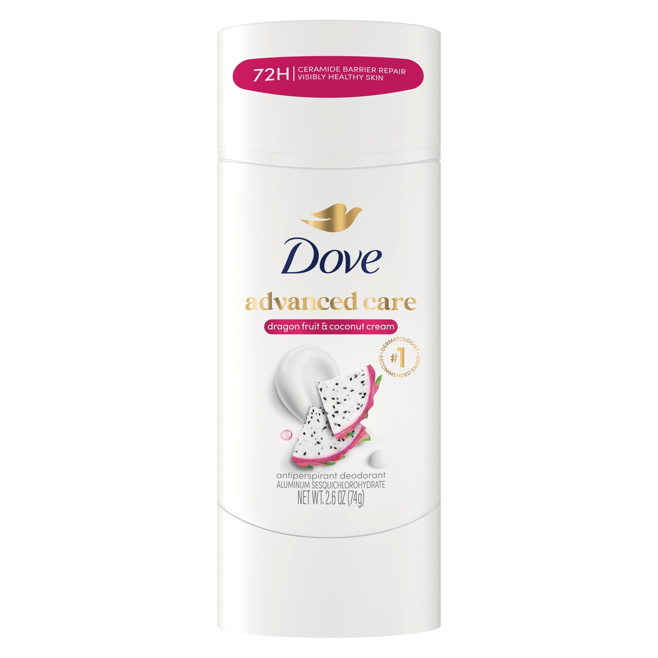Dove Advanced Care Antiperspirant Deodorant Stick Dragon Fruite & Coconut Cream 72 Hour Sweat And Odor Protection With Pro Ceramide Technology, 2.6 oz
