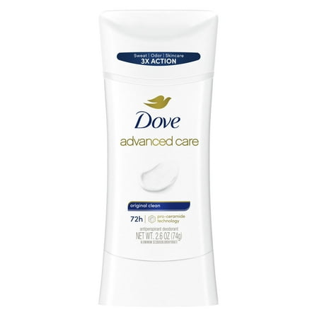 Dove Advanced Care Antiperspirant Deodorant Stick for Women Original Clean, 2.6 oz