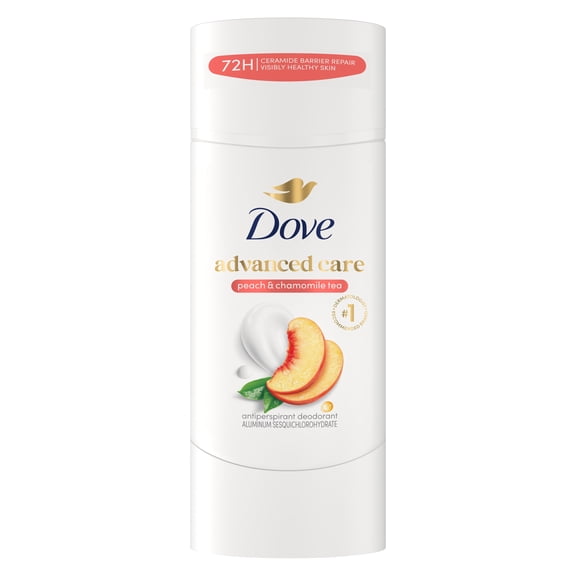 Dove Advanced Care Antiperspirant Deodorant Stick For Helping Repair Skin Barrier After Shaving, Peach & Chamomile Tea With 72-Hour Sweat & Odor Protection, ,2.6 oz