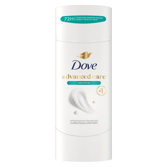 Dove Advanced Care Antiperspirant Deodorant Stick for Helping Repair Skin Barrier After Shaving, Sensitive with 72-Hour Sweat & Odor Protection, 2.6 oz
