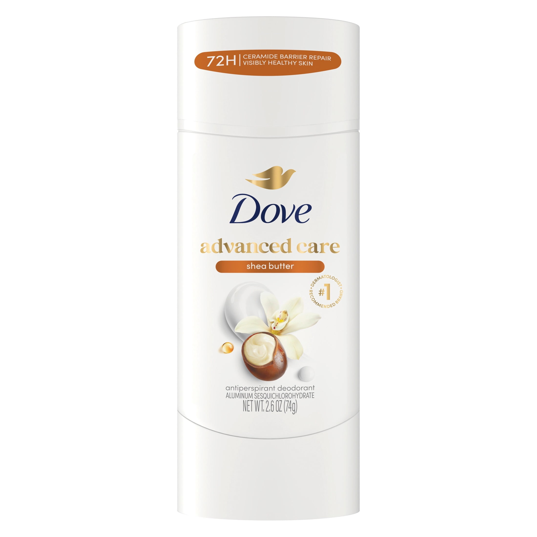 Dove Advanced Care Antiperspirant Deodorant Stick For Helping Repair Skin Barrier After Shaving, Shea Butter with 72-Hour Sweat & Odor Protection, 2.6 oz